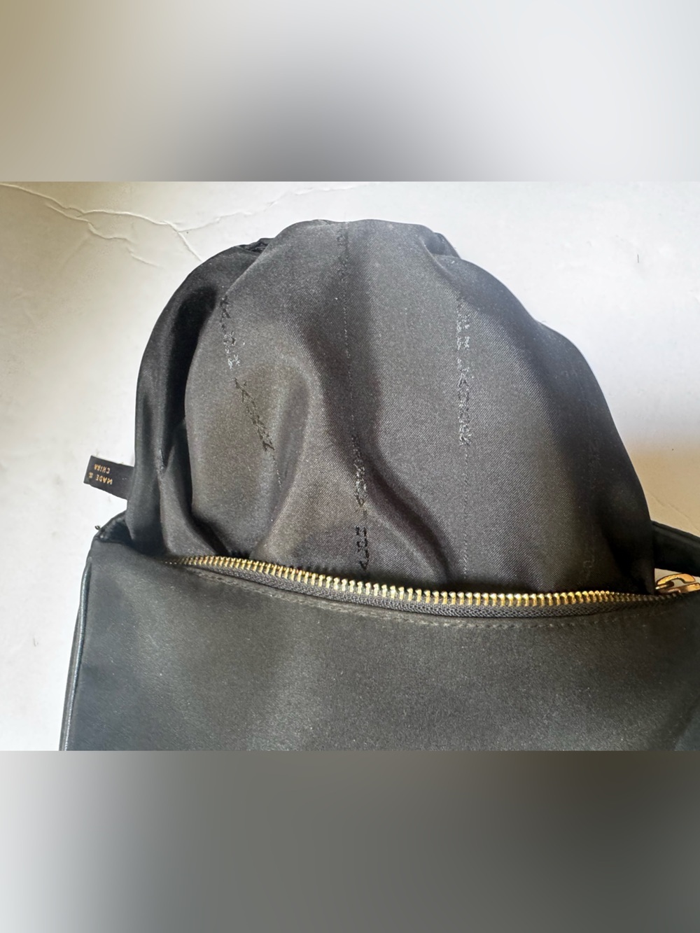 Ralph Lauren Y2K Nylon Mini Hobo Shoulder Bag Black Gold Hardware Zip Minimalist - Picture 9 of 16